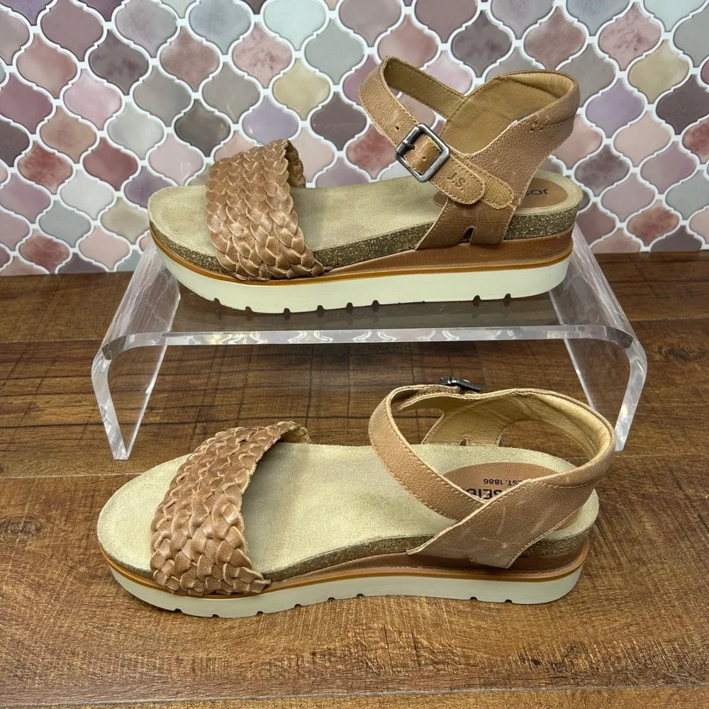 Womens‎ Josef Seibel Clea 16 Camel Woven Platform Sandal size EU40